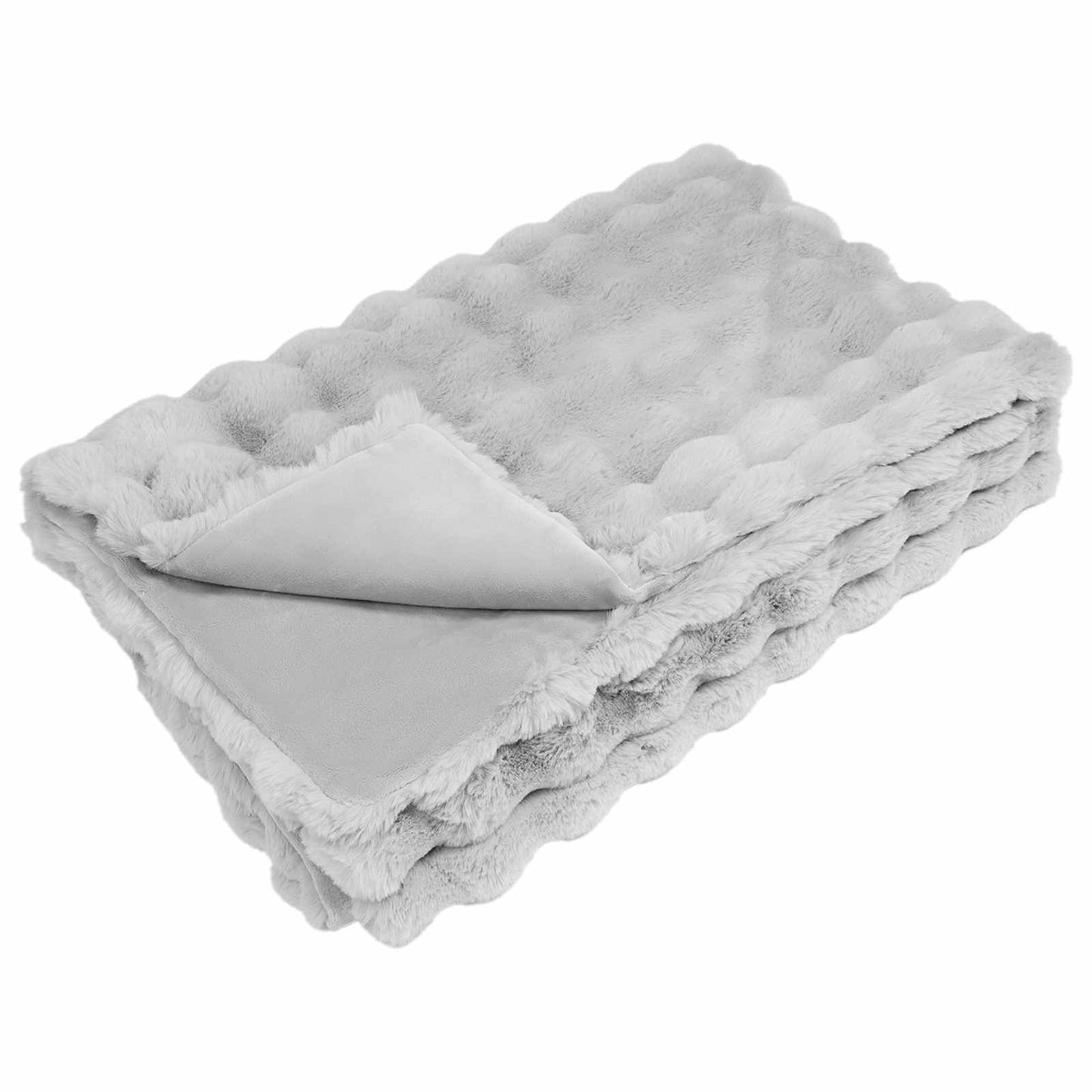 VidaXL couverture en fausse fourrure de lapin gris olite 220 x 240 cm polyester