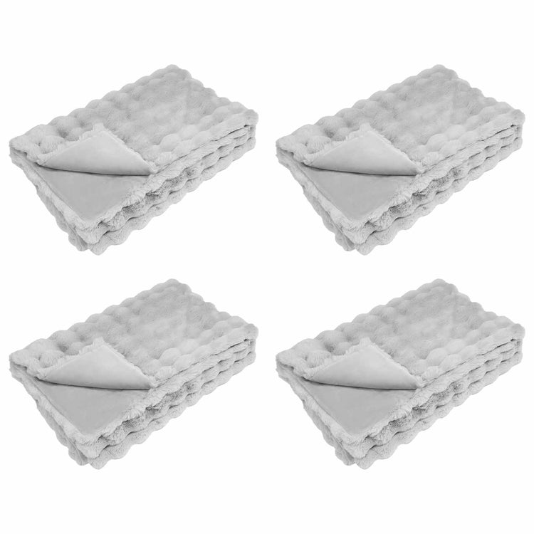 VidaXL couverture en fausse fourrure de lapin olite 4 pcs gris 240 x 270 cm