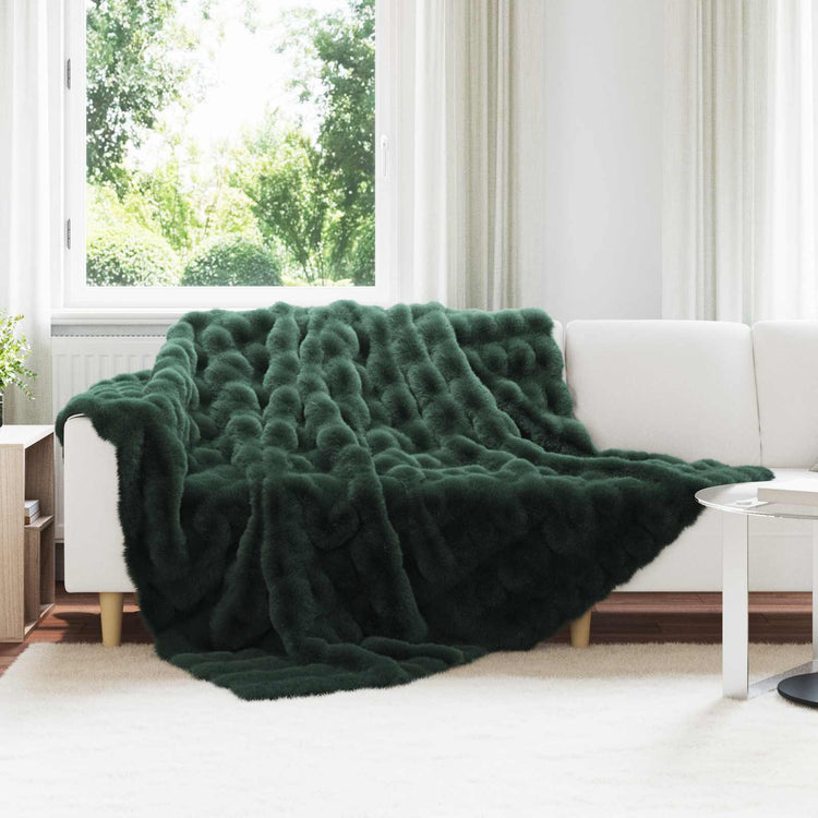 VidaXL couverture en fausse fourrure de lapin olive vert foncé 240 x 270 cm