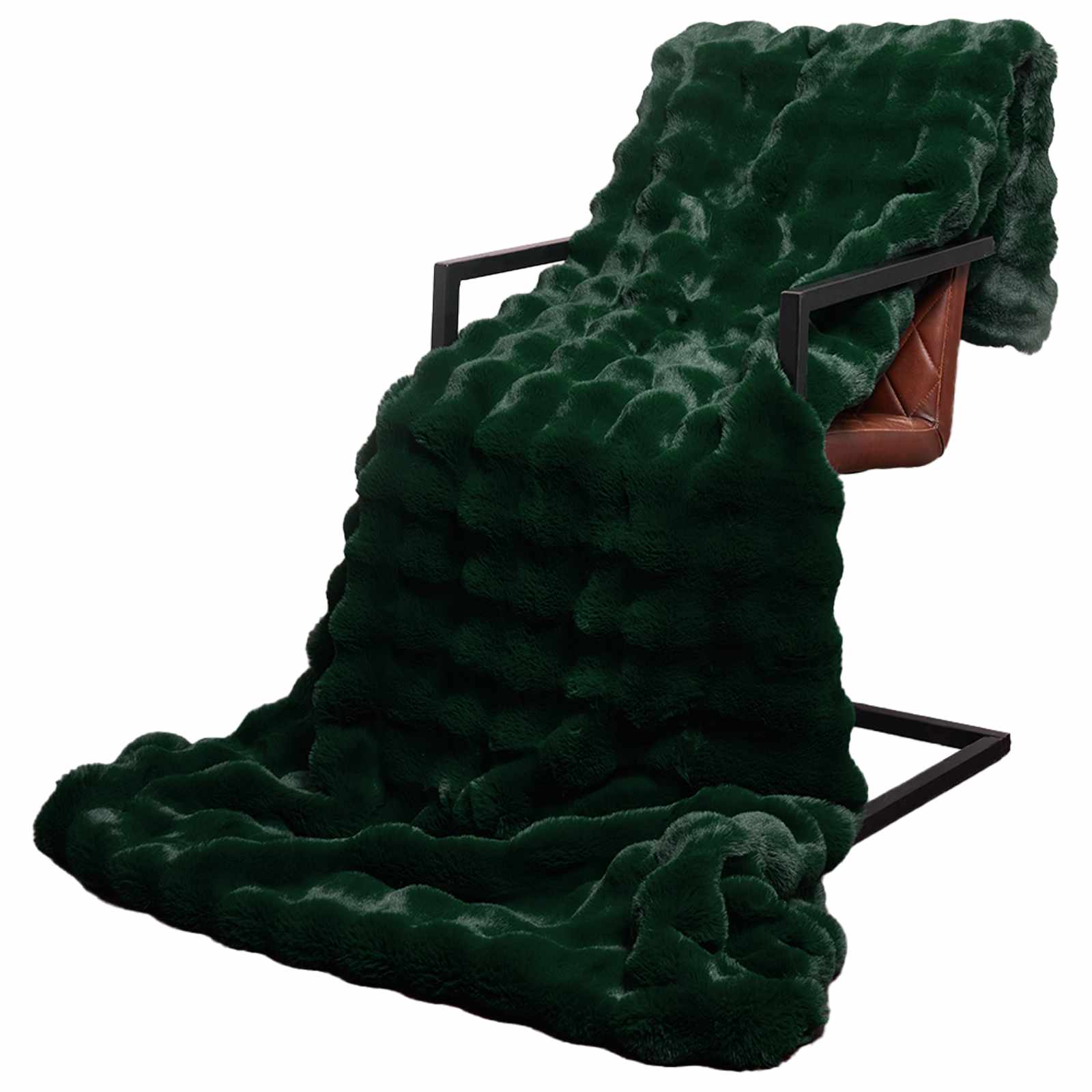 VidaXL couverture en fausse fourrure de lapin olive vert foncé 240 x 270 cm