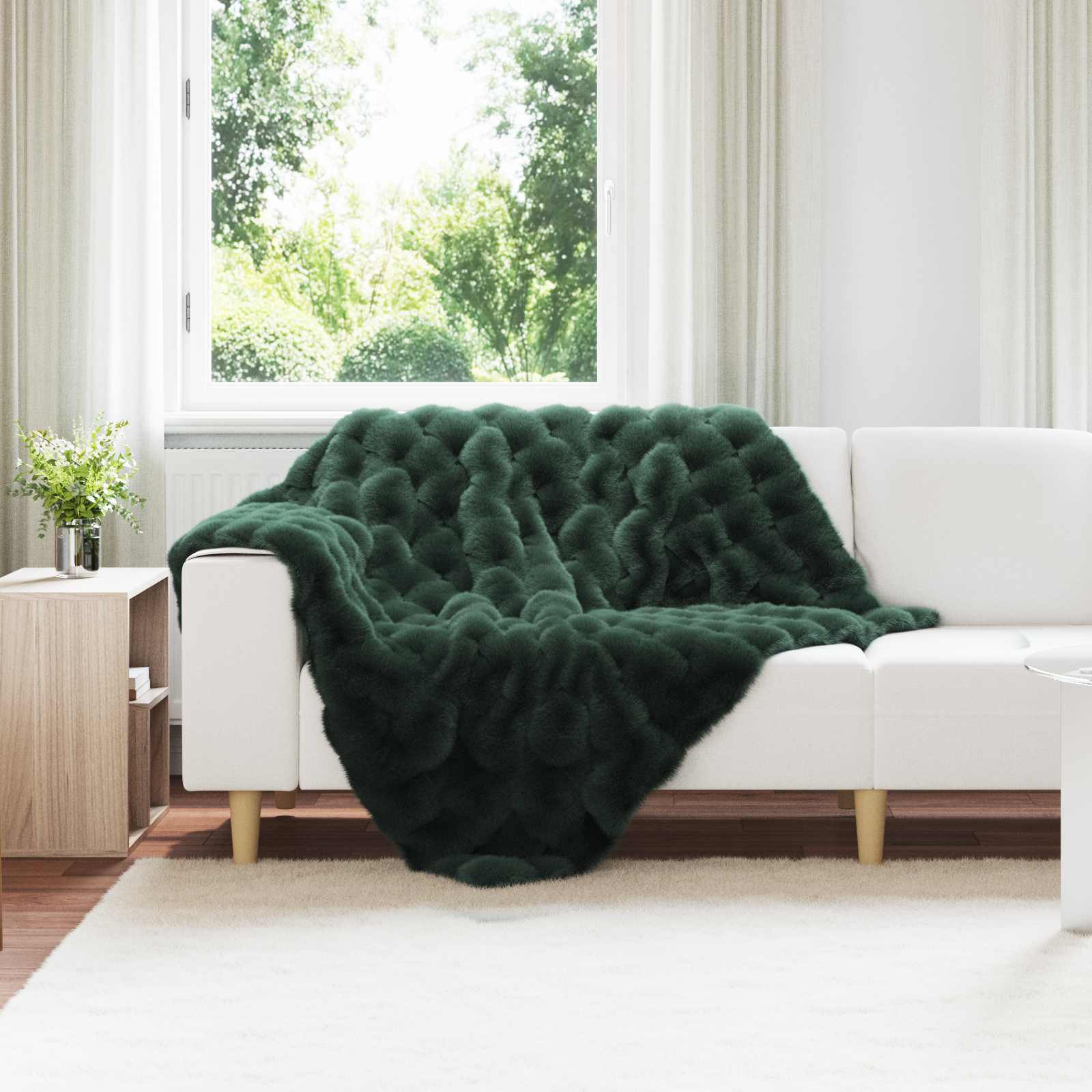 VidaXL couverture en fausse fourrure de lapin olite 4 pcs vert foncé 130 x 150 cm