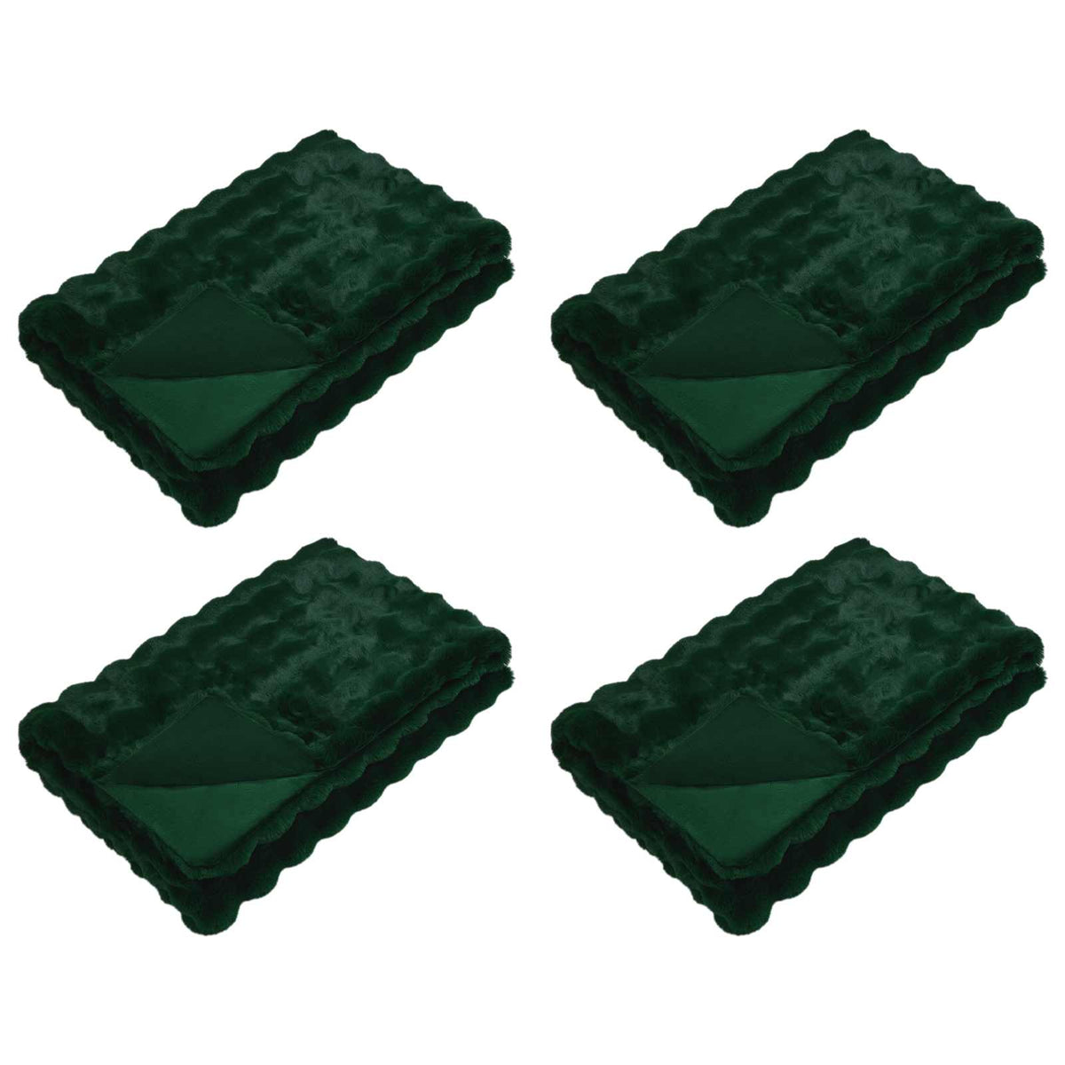 VidaXL couverture en fausse fourrure de lapin olite 4 pcs vert foncé 130 x 150 cm