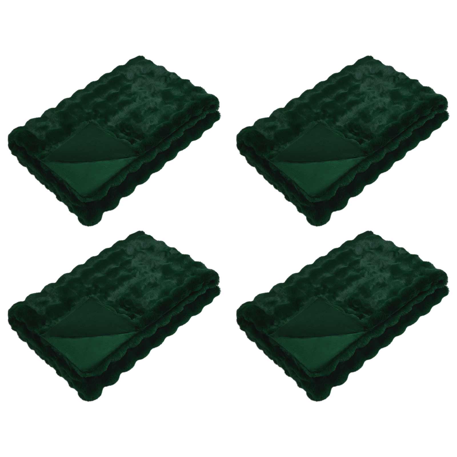 VidaXL couverture en fausse fourrure de lapin olite 4 pcs vert foncé 150 x 220 cm