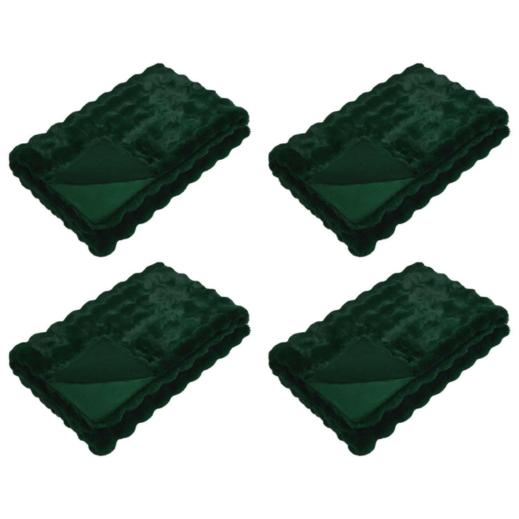 VidaXL couverture en fausse fourrure de lapin olite 4 pcs vert foncé 150 x 220 cm