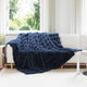 VidaXL couverture en fausse fourrure de lapin huile bleu marine 240 x 270 cm