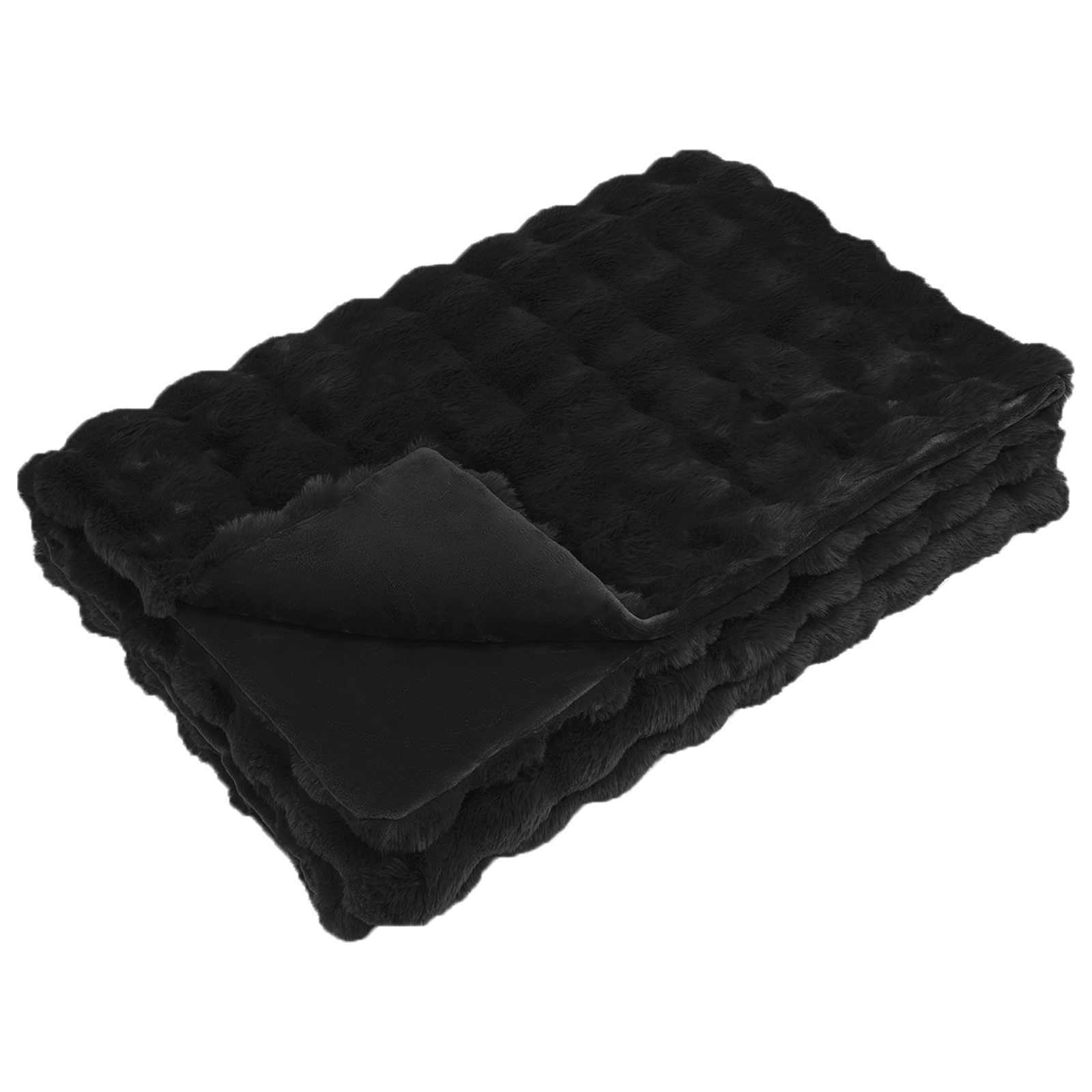 Vidaxx couverture en fausse fourrure de lapin olive noir 150 x 220 cm polyester