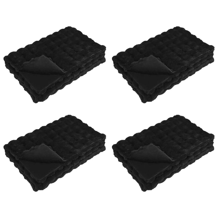 VidaXL couverture en fausse fourrure de lapin olite 4 pcs noir 240 x 270 cm