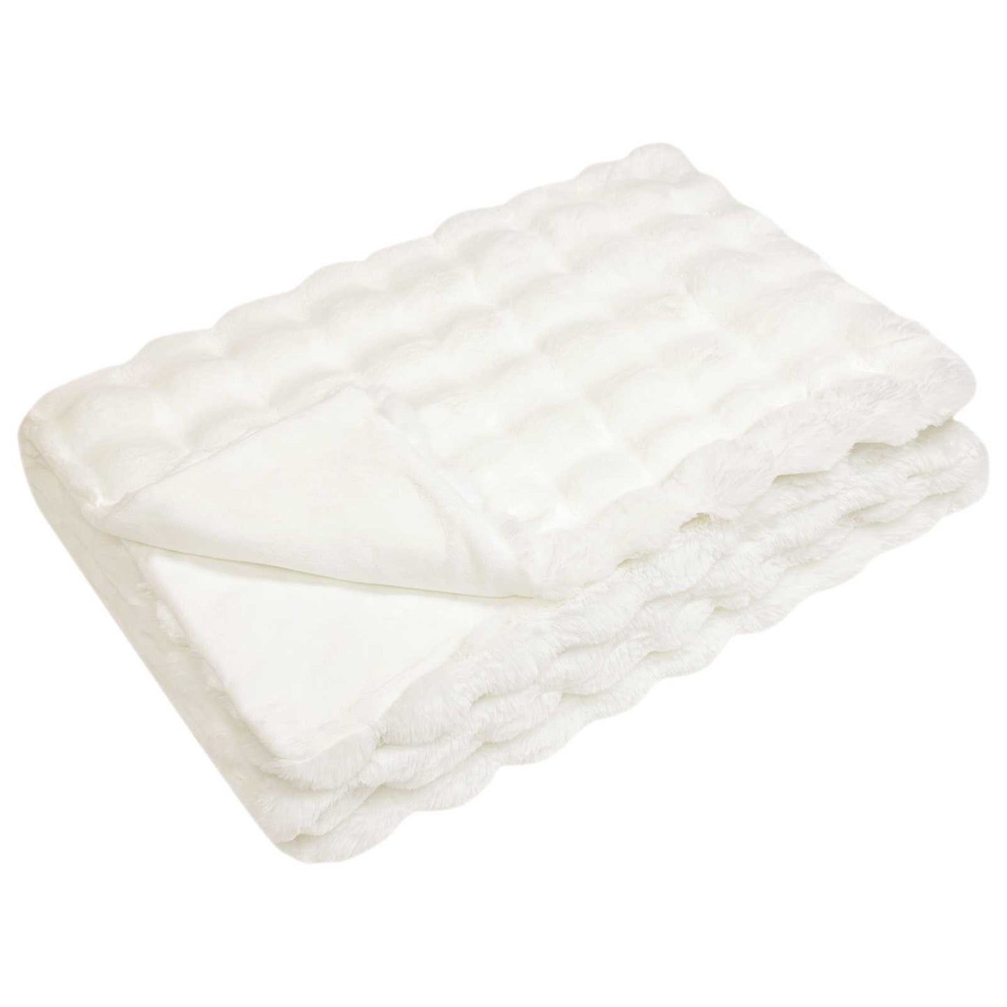 VidaXL couverture en fausse fourrure de lapin blanc olite 130 x 150 cm polyester