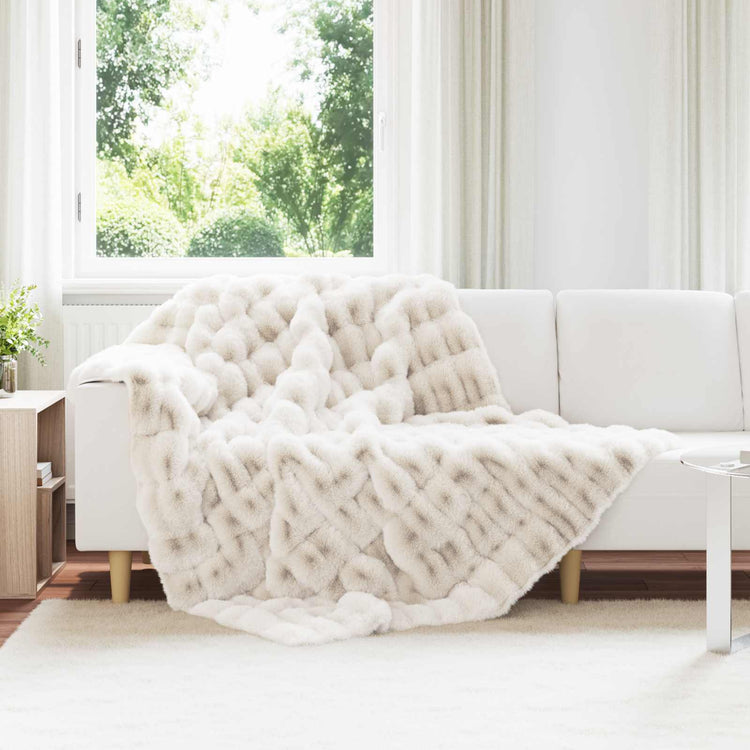 VidaXL couverture en fausse fourrure de lapin olite blanc 150 x 220 cm polyester