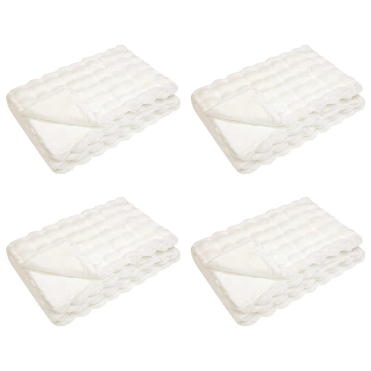 VidaXL couverture en fausse fourrure de lapin olite 4 pcs blanc 130 x 150 cm
