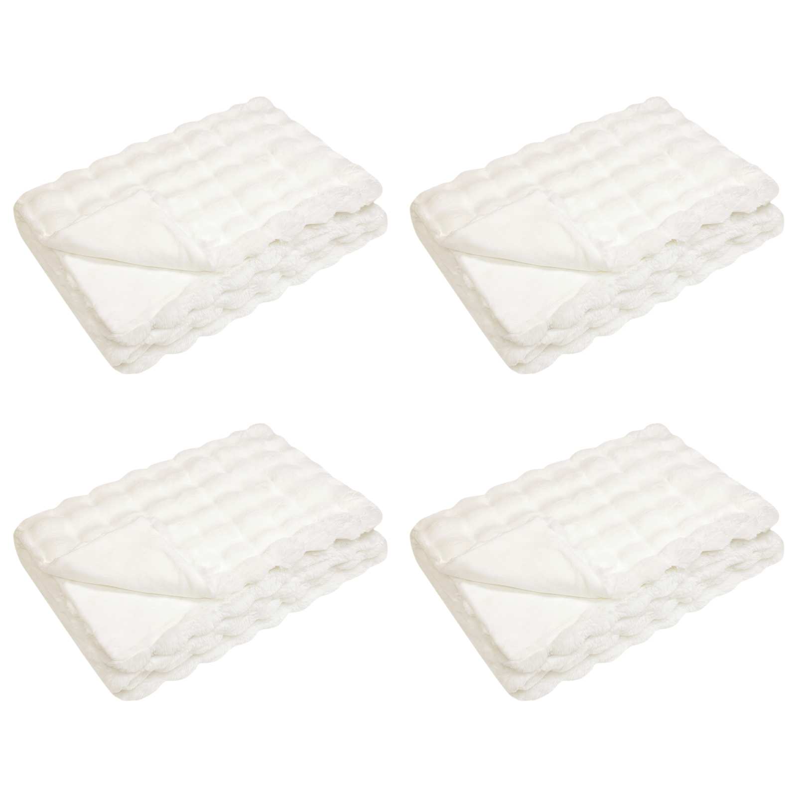 VidaXL couverture en fausse fourrure de lapin olite 4 pcs blanc 150 x 220 cm