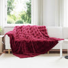 VidaXL couverture en fausse fourrure de lapin olive bordeaux rouge 220 x 240 cm