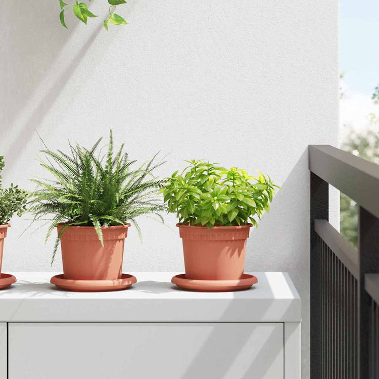 VidaXL pot de fleur rond 6 pcs rouge brique ø 12,5 x 10 cm en plastique