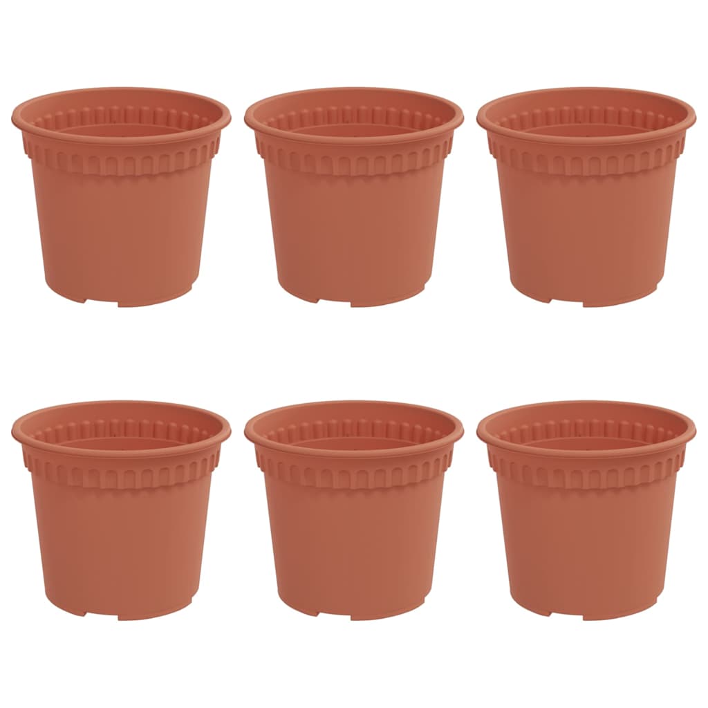 VidaXL pot de fleur rond 6 pcs rouge brique ø 12,5 x 10 cm en plastique
