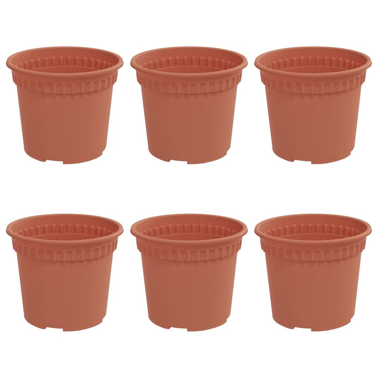 VidaXL pot de fleur rond 6 pcs rouge brique ø 12,5 x 10 cm en plastique
