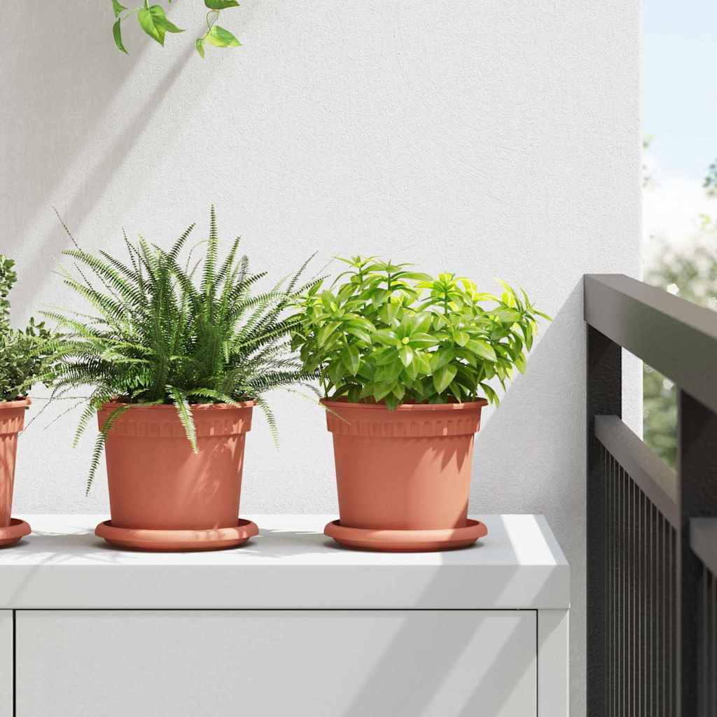 Vidaxl pot de fleur rond 6 pcs rouge brique ø 15 x 12 cm en plastique