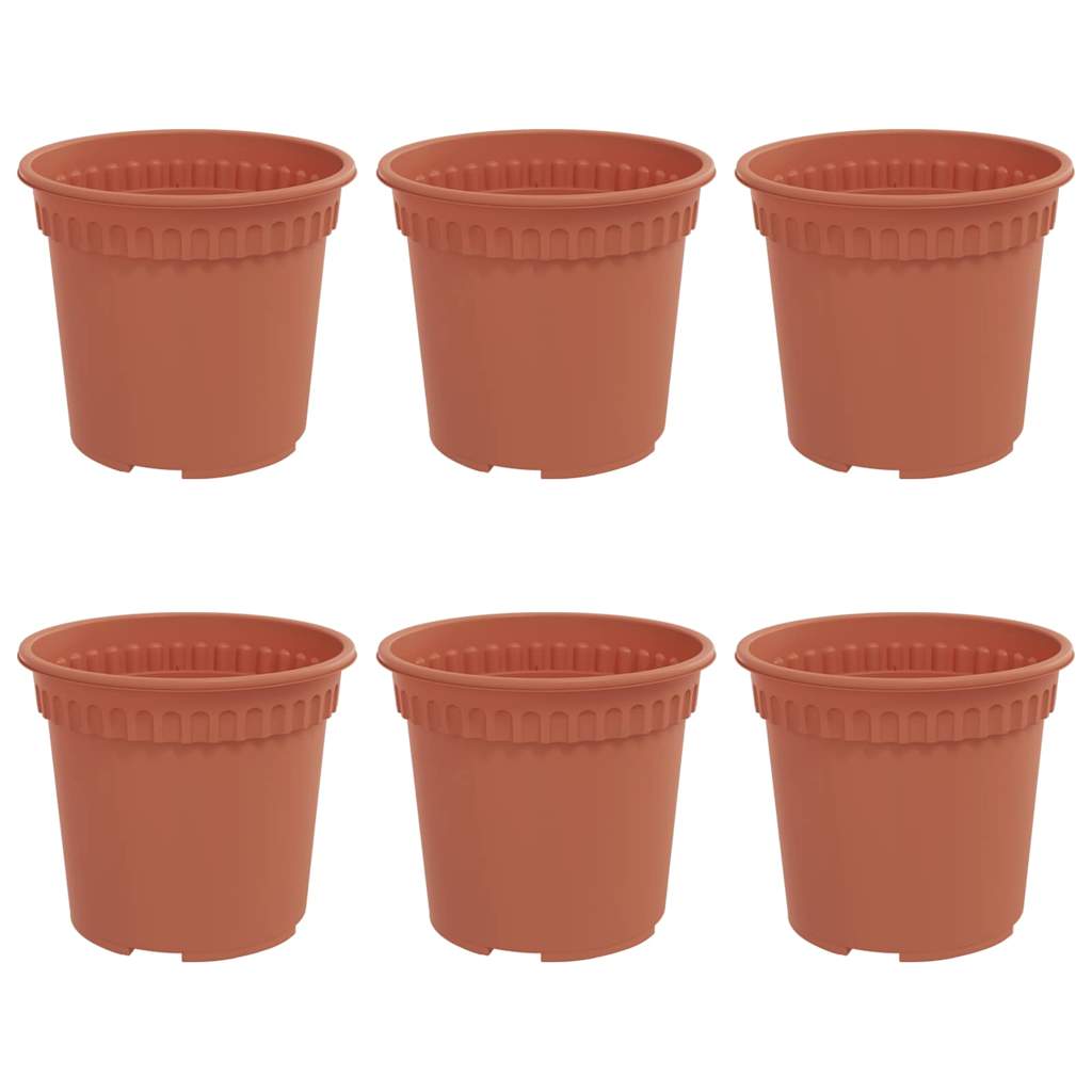 Vidaxl pot de fleur rond 6 pcs rouge brique ø 15 x 12 cm en plastique