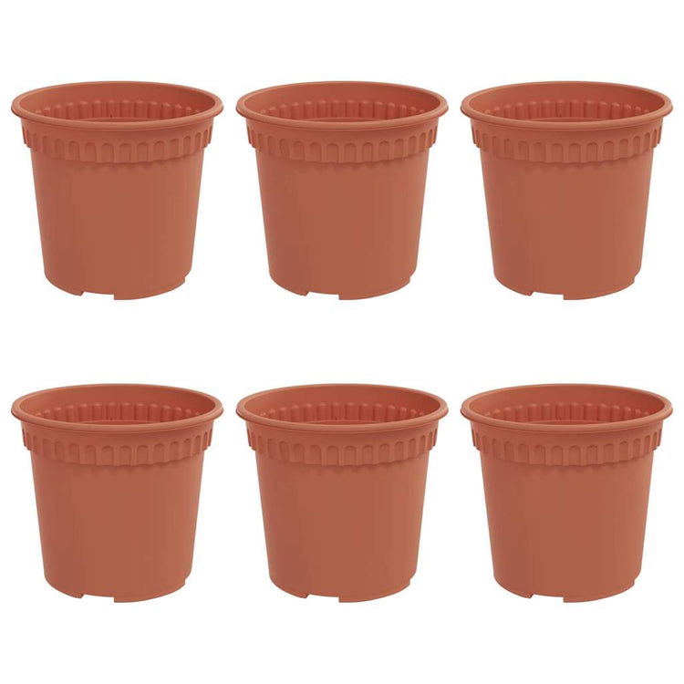 Vidaxl pot de fleur rond 6 pcs rouge brique ø 15 x 12 cm en plastique