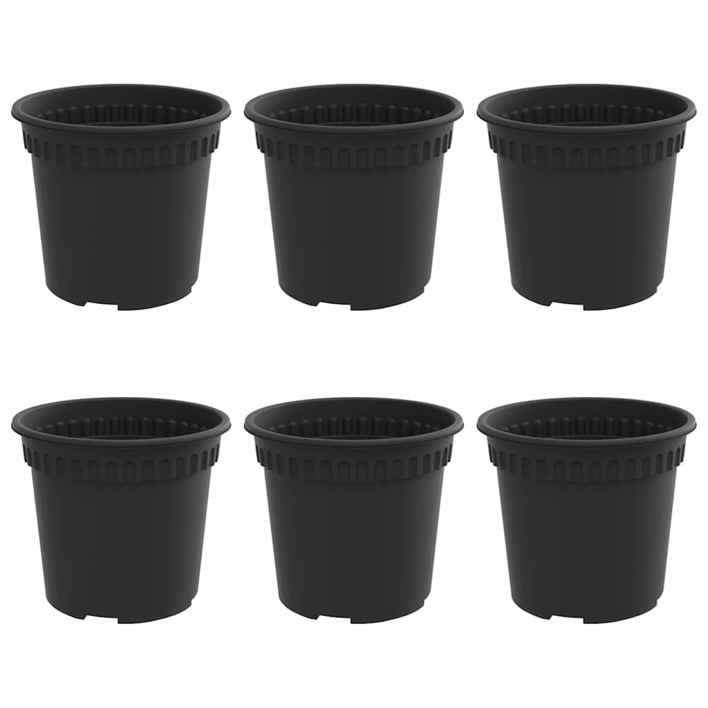 VidaXL pot de fleur rond 6 pcs noir ø 15 x 12 cm en plastique
