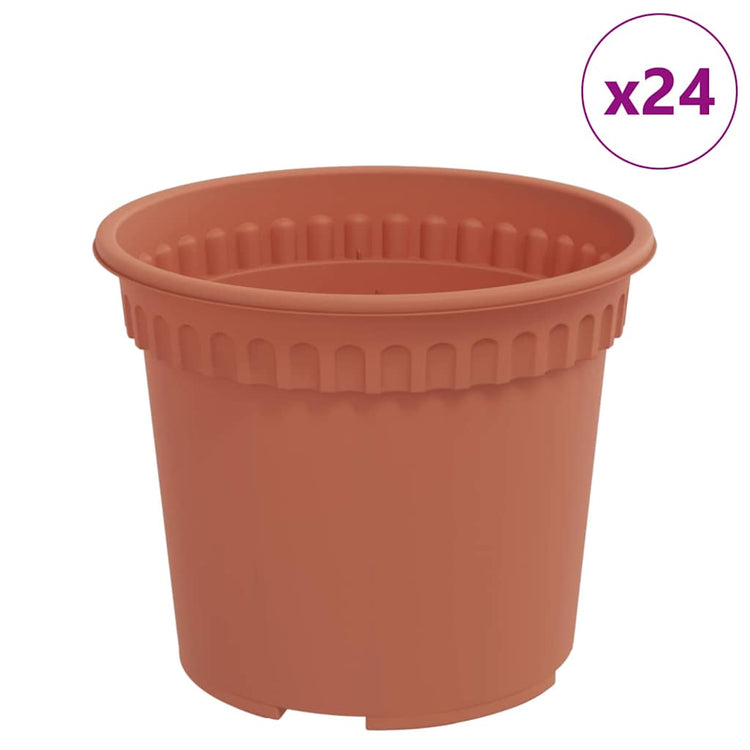 Vidaxl pot de fleur rond 24 pcs rouge brique ø 12,5 x 10 cm en plastique