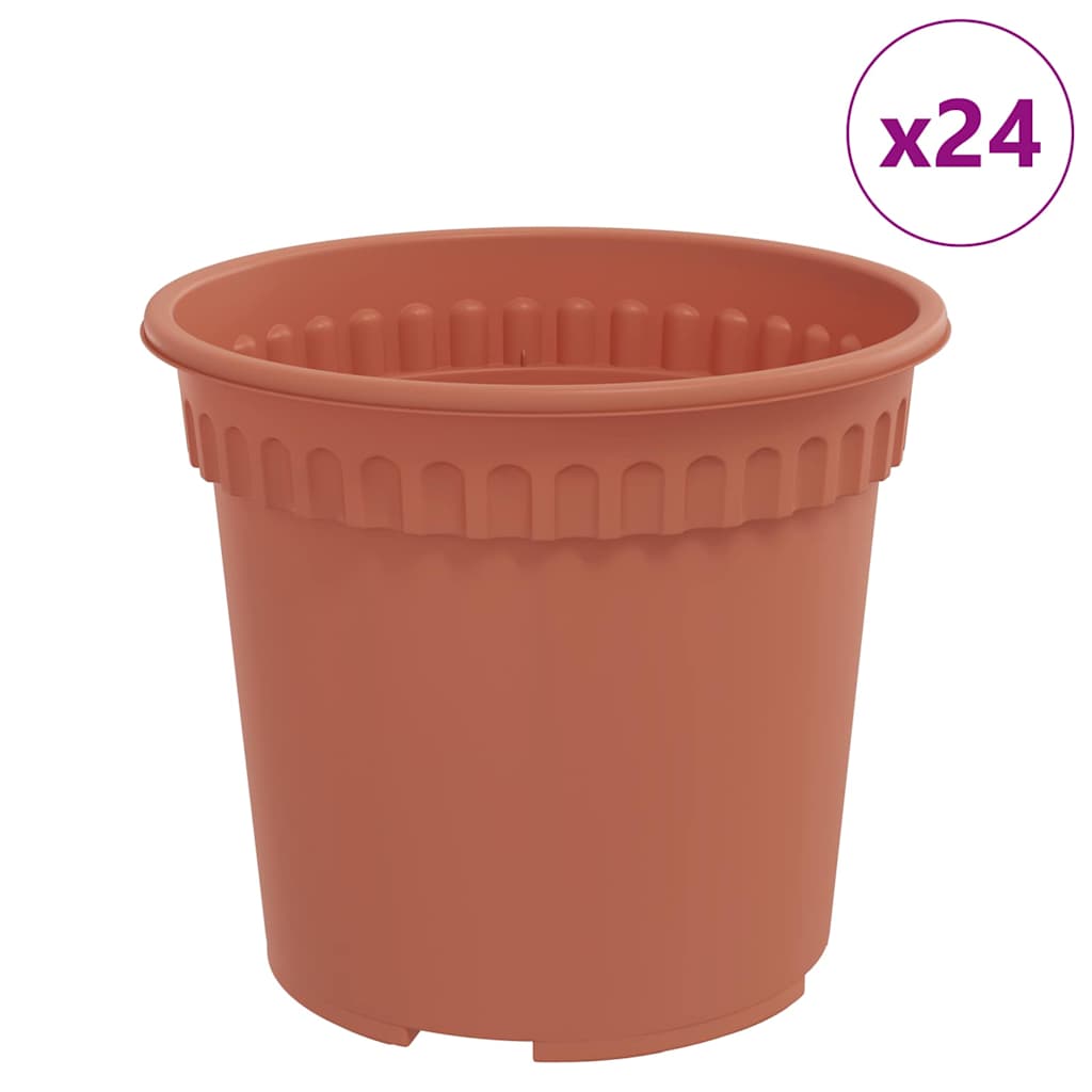 Vidaxl pot de fleur rond 24 pcs rouge brique ø 15 x 12 cm en plastique
