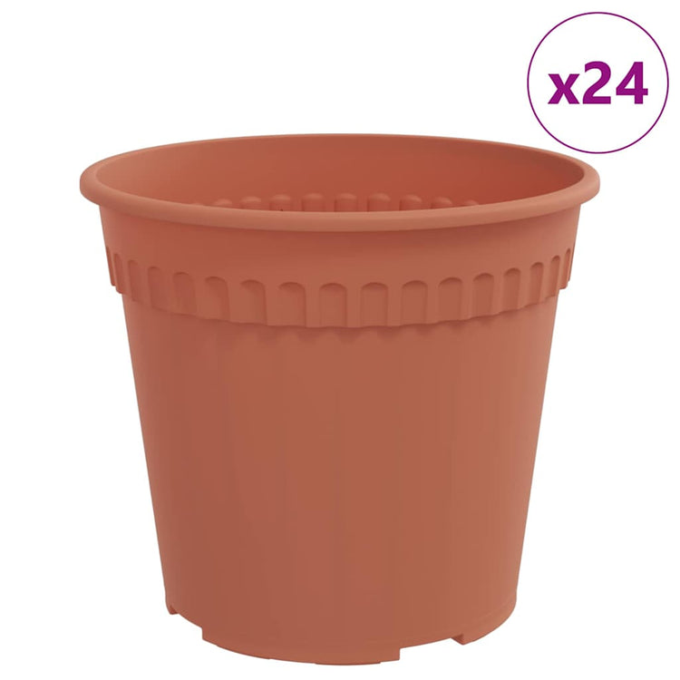 Vidaxl pot de fleur rond 24 pcs rouge brique ø 17 x 14 cm en plastique