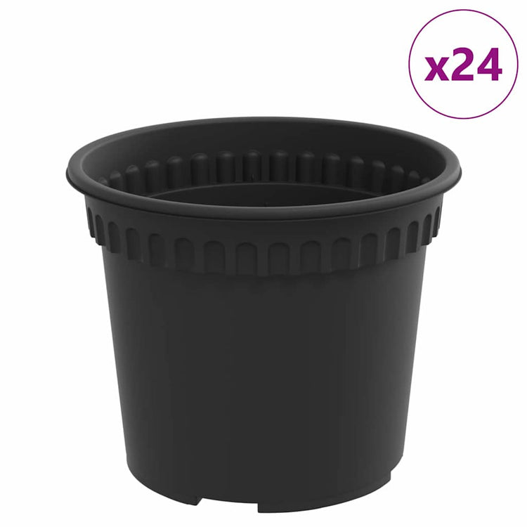 Vidaxl pot de fleur rond 24 pcs noir ø 12,5 x 10 cm en plastique