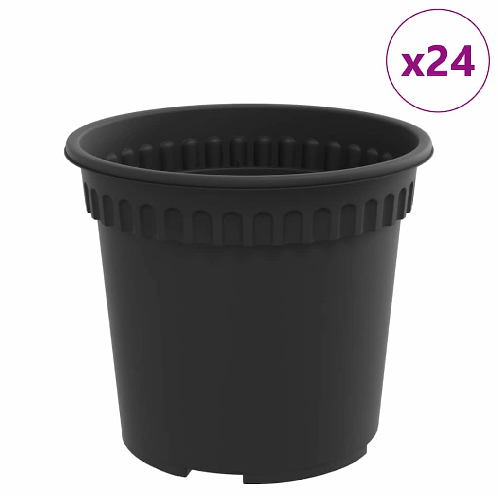 VidaXL pot de fleur rond 24 pcs noir ø 15 x 12 cm en plastique