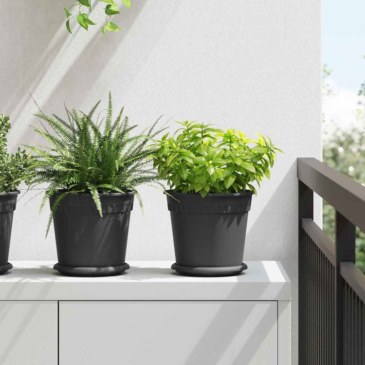 Vidaxl pot de fleur rond 24 pcs noir ø 19 x 16 cm en plastique