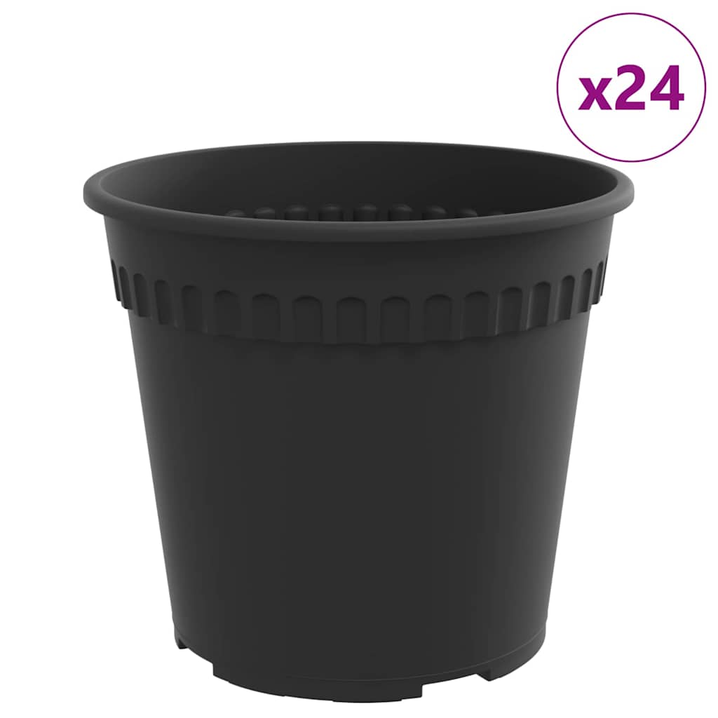 Vidaxl pot de fleur rond 24 pcs noir ø 19 x 16 cm en plastique
