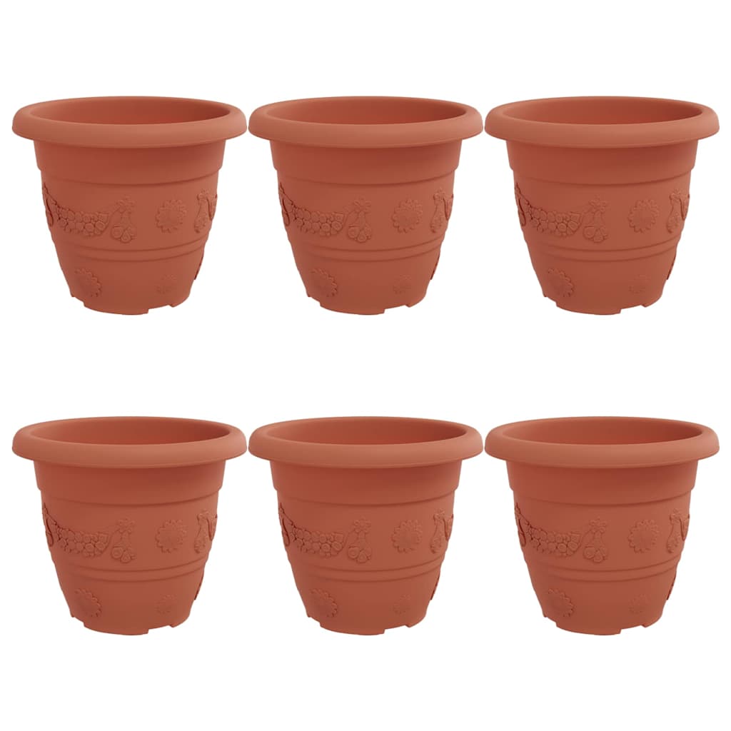 VidaXL pot de fleur rond 6 pcs rouge brique ø 26 x 21,5 cm plastique