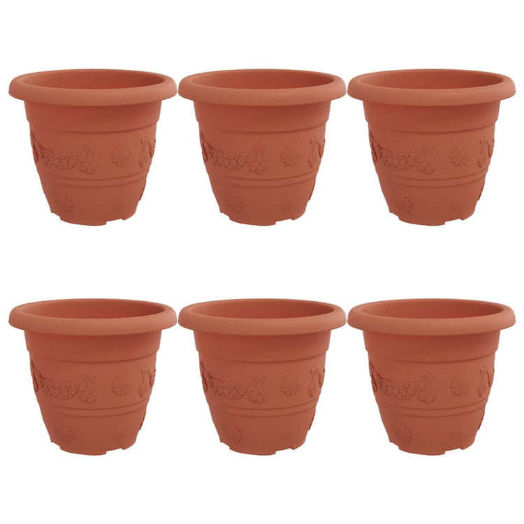 VidaXL pot de fleur rond 6 pcs rouge brique ø 26 x 21,5 cm plastique
