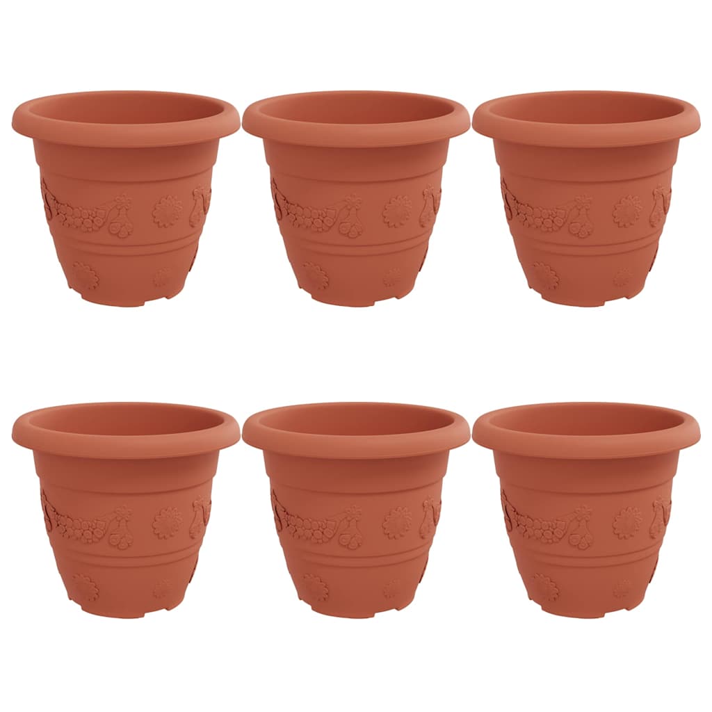 VidaXL pot de fleur rond 6 pcs rouge brique ø 26 x 21,5 cm plastique