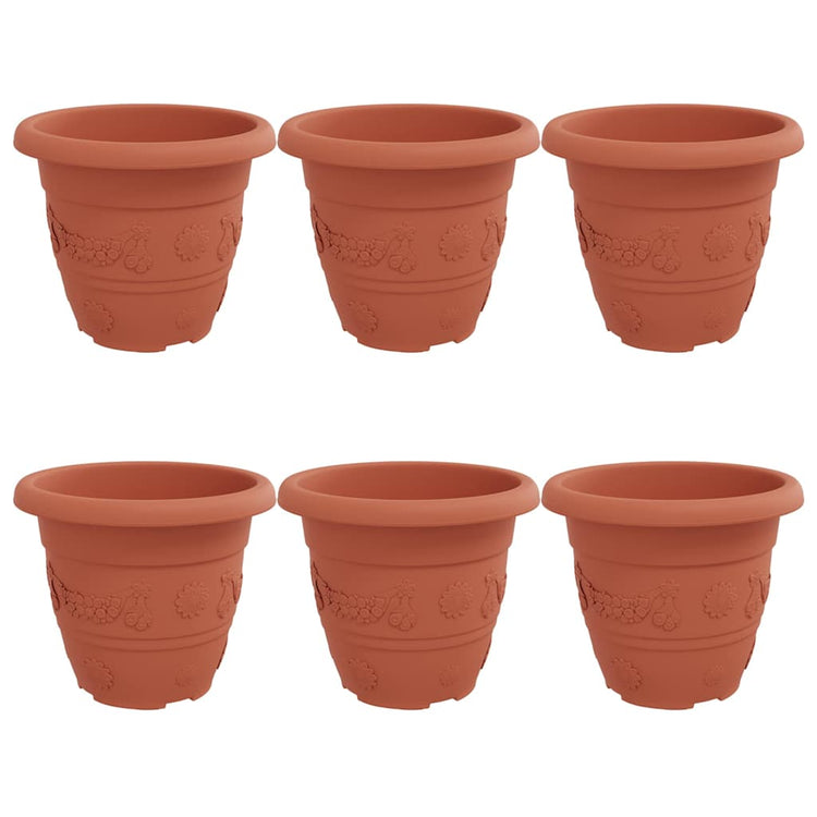 VidaXL pot de fleur rond 6 pcs rouge brique ø 26 x 21,5 cm plastique