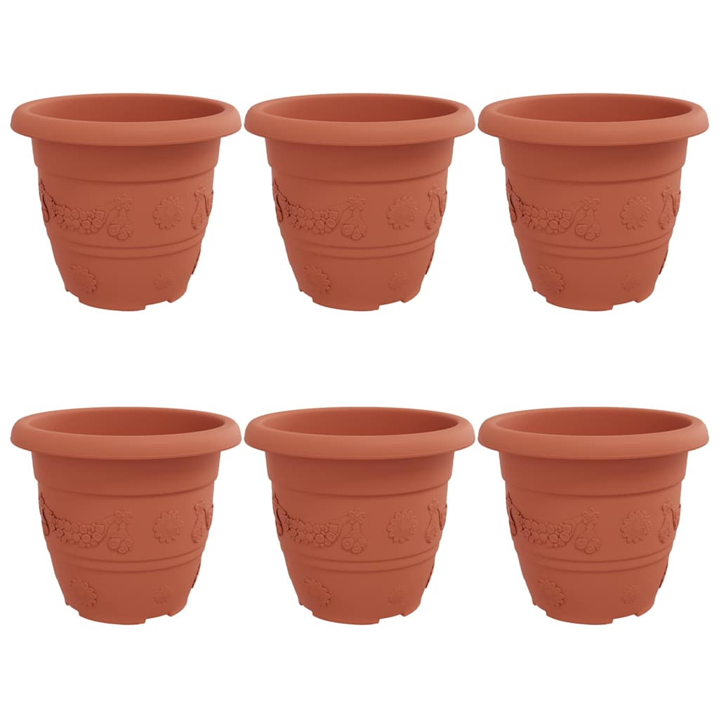 VidaXL pot de fleur rond 6 pcs rouge brique ø 26 x 21,5 cm plastique