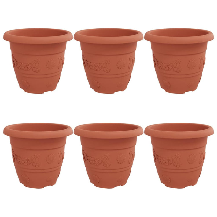 VidaXL pot de fleur rond 6 pcs rouge brique ø 26 x 21,5 cm plastique