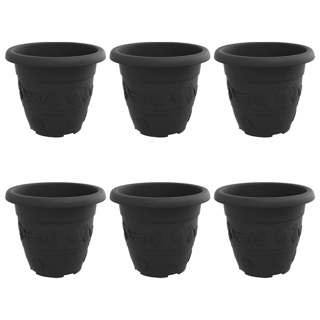 VidaXL pot de fleur rond 6 pcs noir ø 26 x 21,5 cm plastique