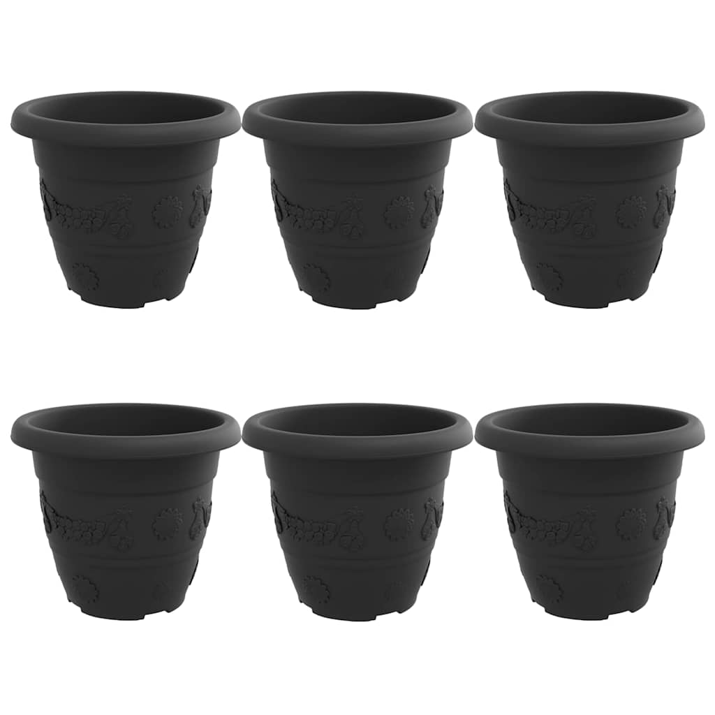 VidaXL pot de fleur rond 6 pcs noir ø 26 x 21,5 cm plastique