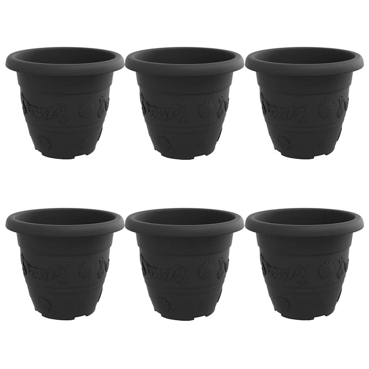 VidaXL pot de fleur rond 6 pcs noir ø 26 x 21,5 cm plastique