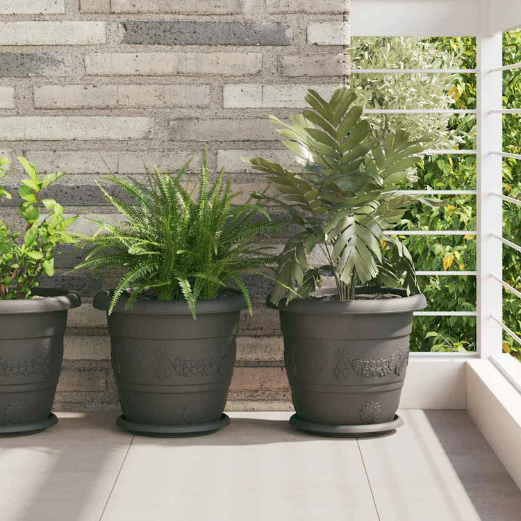 VidaXL pot de fleur rond 6 pcs noir ø 26 x 21,5 cm plastique