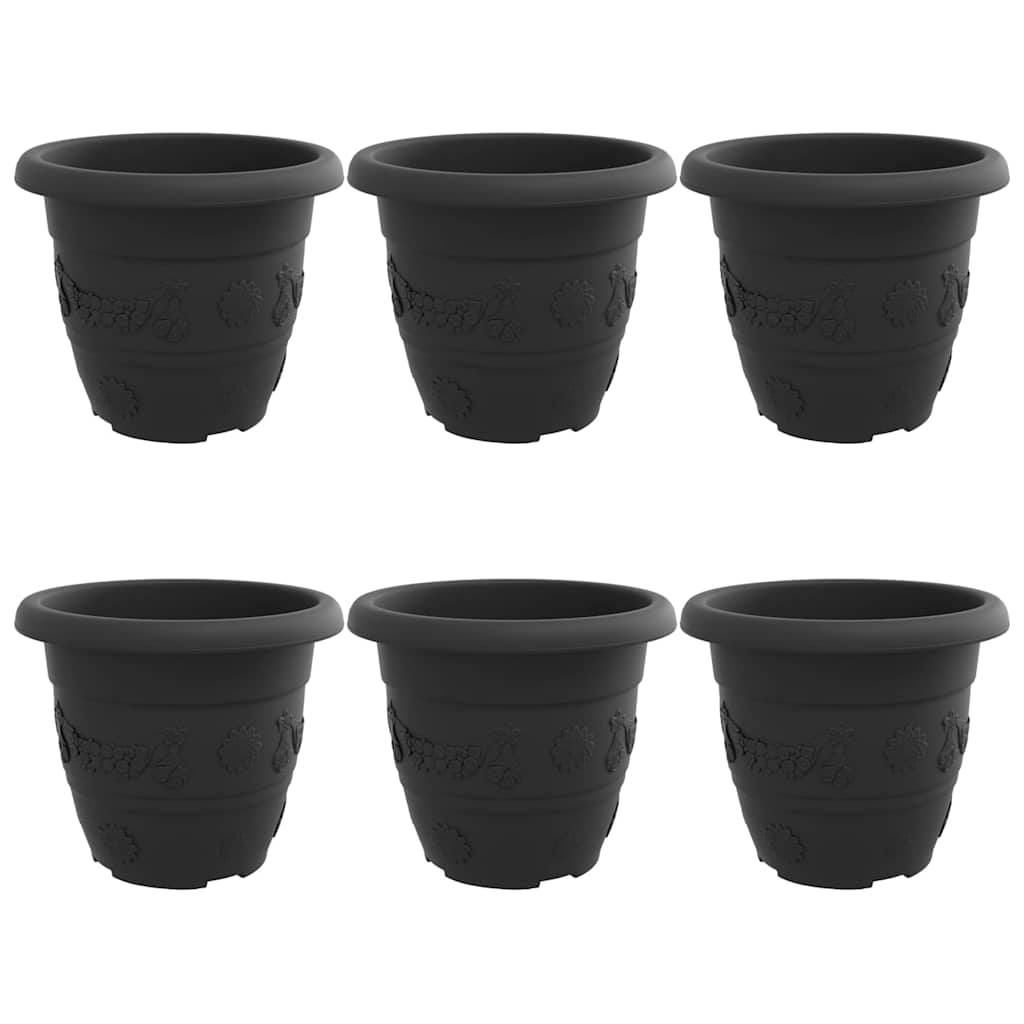 VidaXL pot de fleur rond 6 pcs noir ø 26 x 21,5 cm plastique