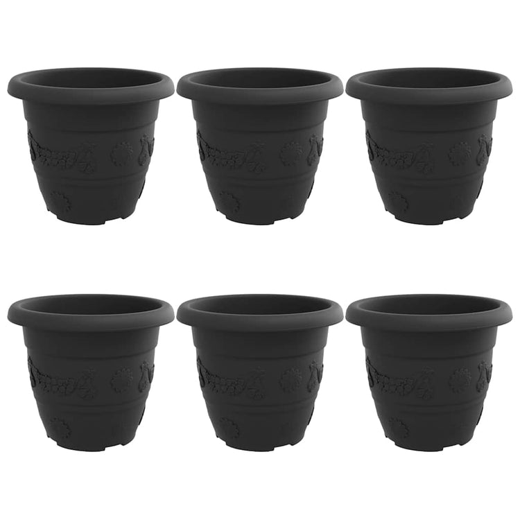 VidaXL pot de fleur rond 6 pcs noir ø 26 x 21,5 cm plastique