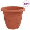 Vidaxl pot de fleur rond 24 pcs rouge brique ø 26 x 21,5 cm en plastique