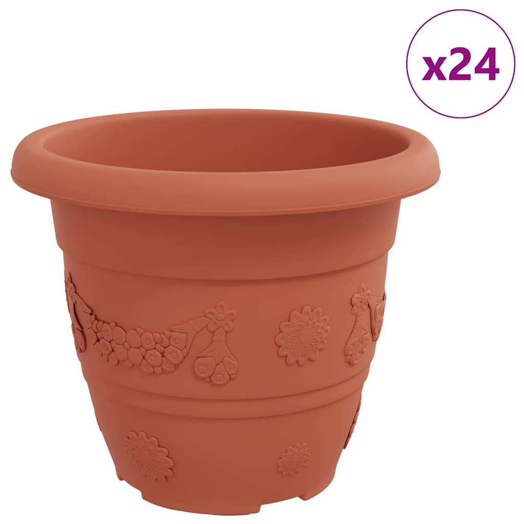 Vidaxl pot de fleur rond 24 pcs rouge brique ø 26 x 21,5 cm en plastique