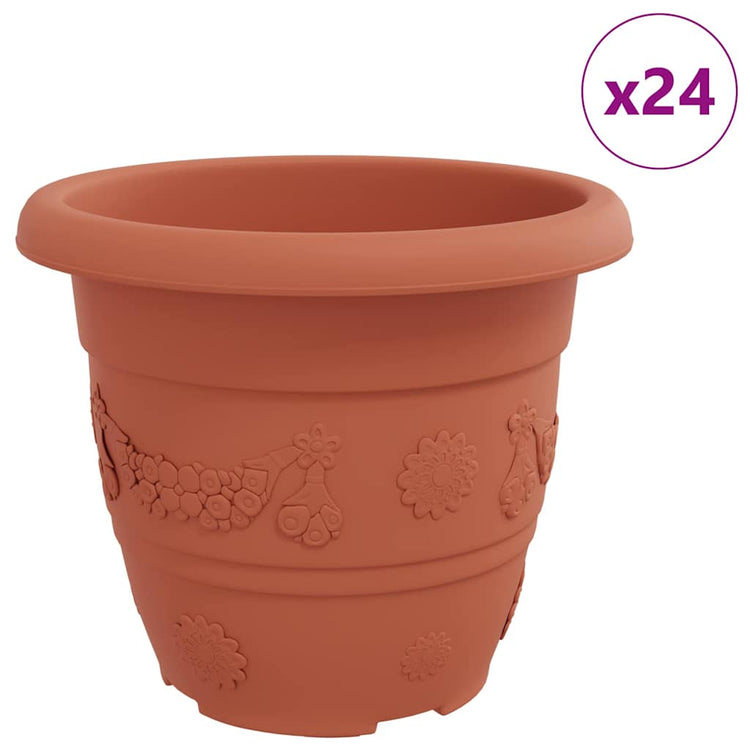 Vidaxl pot de fleur rond 24 pcs rouge brique ø 26 x 21,5 cm en plastique