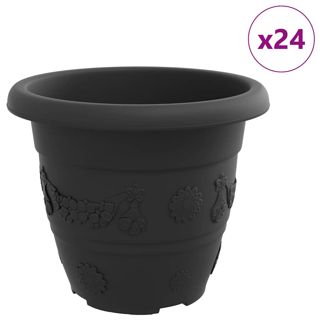 Vidaxl pot de fleur rond 24 pcs noir ø 26 x 21,5 cm plastique