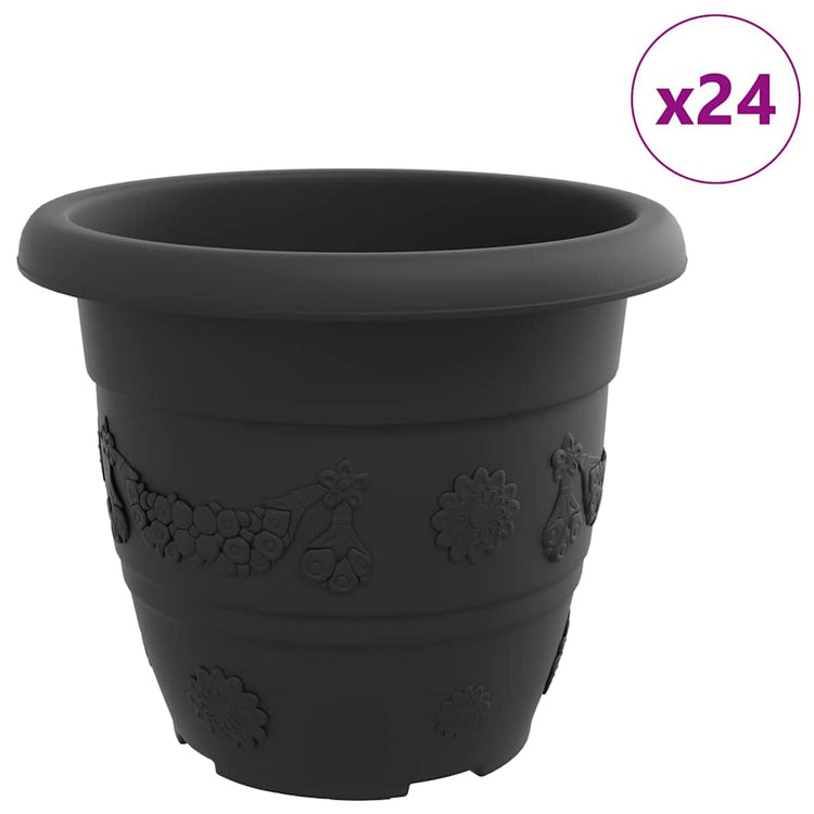 Vidaxl pot de fleur rond 24 pcs noir ø 26 x 21,5 cm plastique