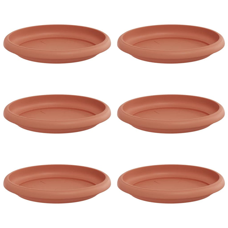 Vidaxl bols à fleurs ronds 6 pcs rouge brique ø 14 x 2 cm en plastique