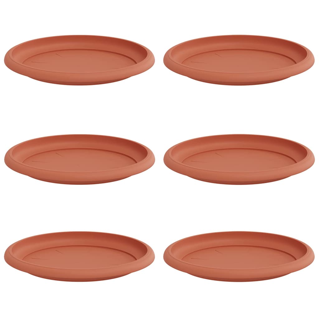 Vidaxl bols à fleurs ronds 6 pcs rouge brique ø 19 x 2 cm en plastique