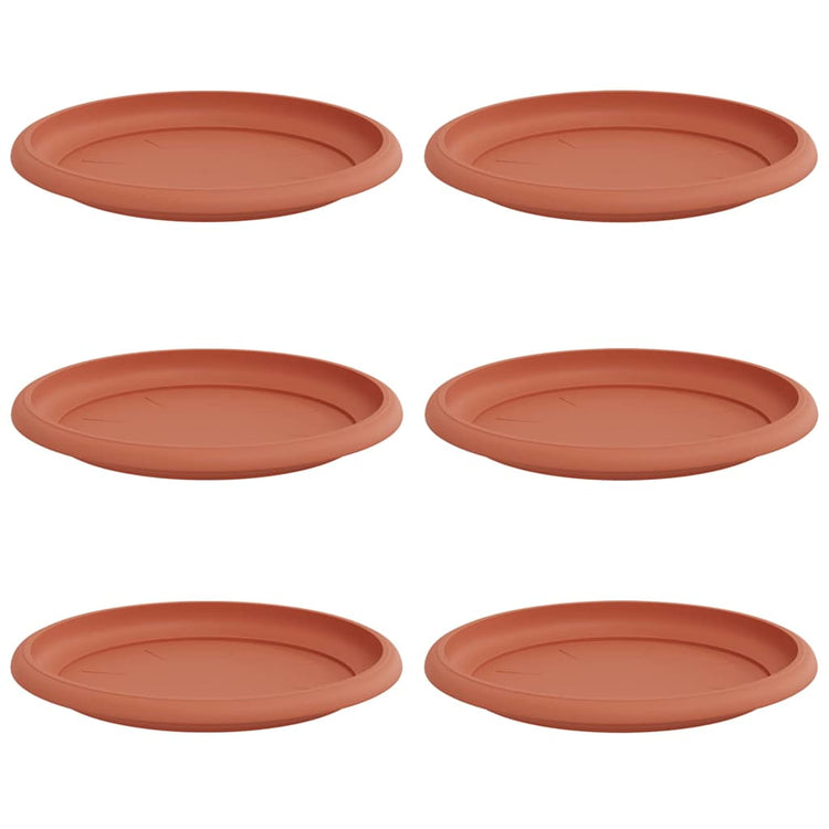 Vidaxl bols à fleurs ronds 6 pcs rouge brique ø 19 x 2 cm en plastique
